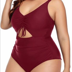 18W One Piece Cut Out Swimsuit